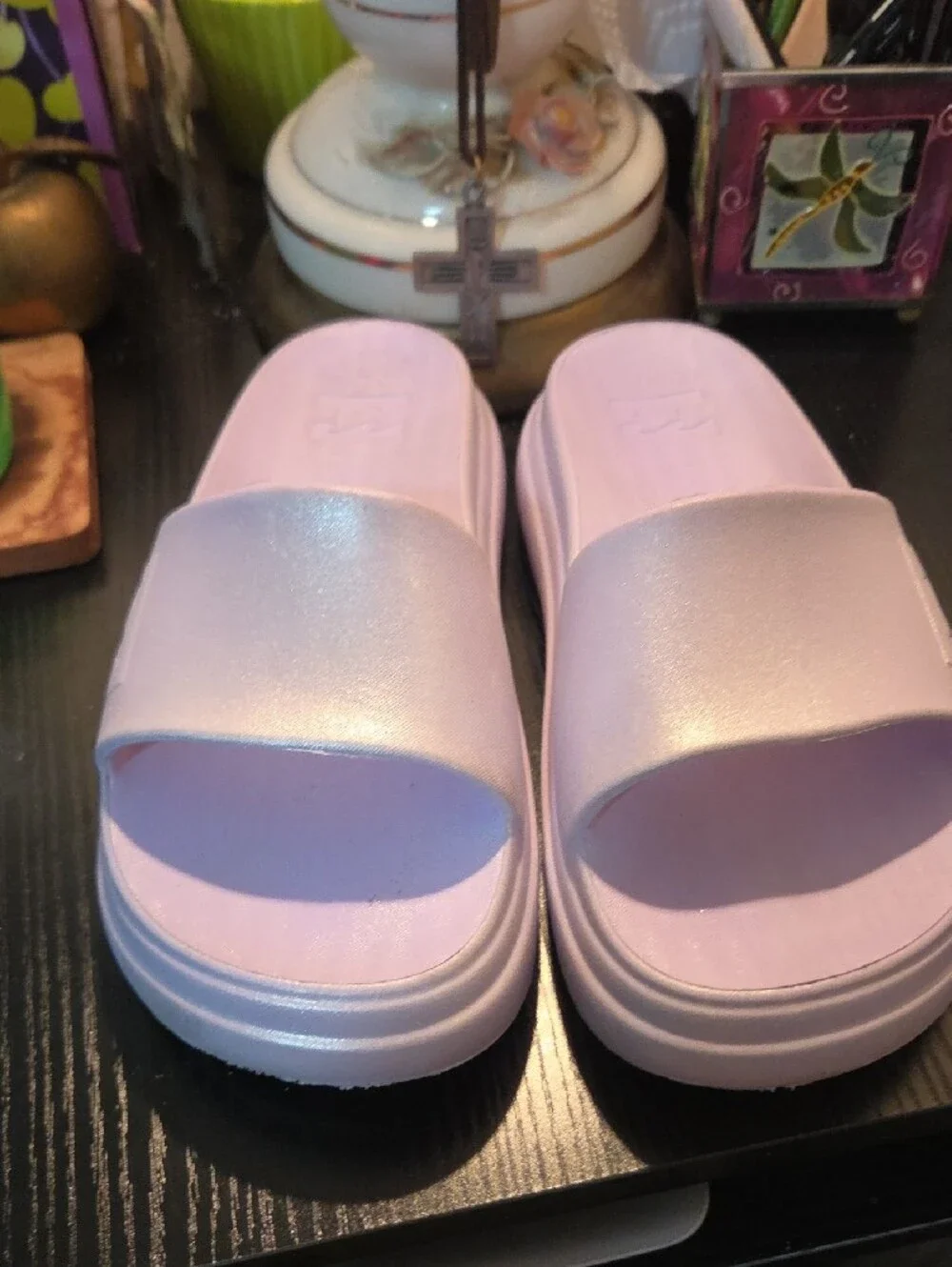 Billabong Light Lavender Slide Sandals Little Girls Sz 13